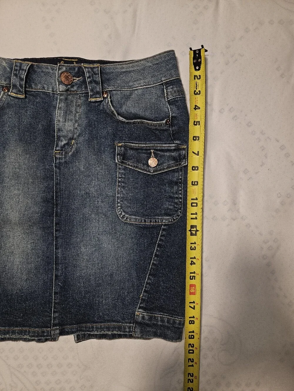 lola Blue Denim Pencil Skirt with Pocket Flap